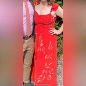 Anthropologie Farm Rio Quintana Red Floral Maxi Dress